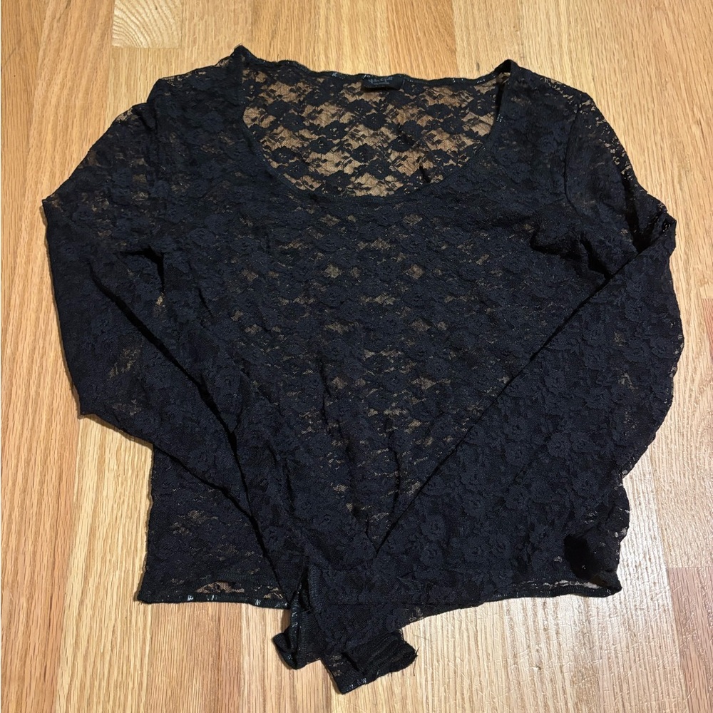 Brandy Melville Black Cropped Fitted Blouse